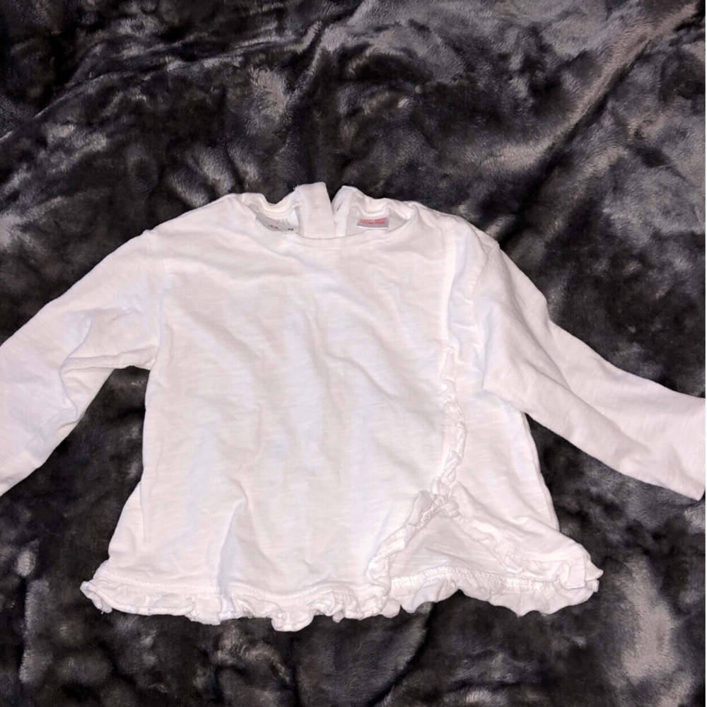 White girls zara 3-6 months baby girl long sleeve shirt w ruffles
